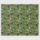 Papier Cadeau Coonhound Père Noël Green (Plat)