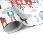 Papier Cadeau Coordination du Motif de l'histoire de Noël (Coin rond)