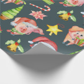 Papier Cadeau Coordination du Motif de porc de Noël (Coin)