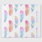 Papier Cadeau Copie 3 de plume de Boho d'aquarelle (Plat)