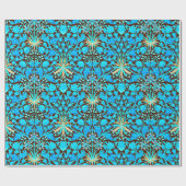 Papier Cadeau Copie, Aqua et brun de jacinthe de William Morris (Plat)