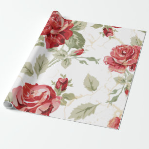 Papier Cadeau Copie classique de rose et blanche rouge