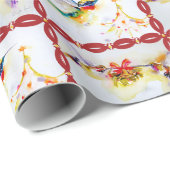 Papier Cadeau Copie d'aquarelle de colibri de Noël (Coin rond)