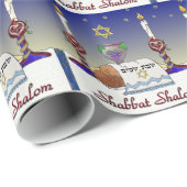 Papier Cadeau Copie d'art de Judaica Shabbat Shalom (Coin rond)