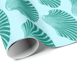 Papier Cadeau Copie de bloc de Shell de feston, turquoise et