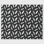 Papier Cadeau Copie de plume blanche sur le noir (Plat)