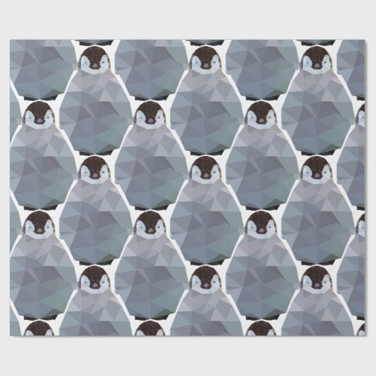 Papier Cadeau Copie géométrique de petit groupe de pingouin (Plat)