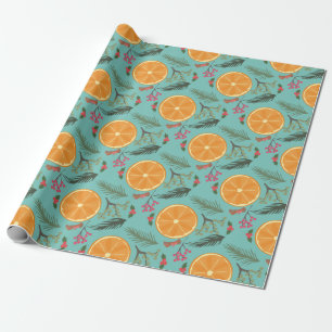 Papier Cadeau Copie orange de guirlande de Noël