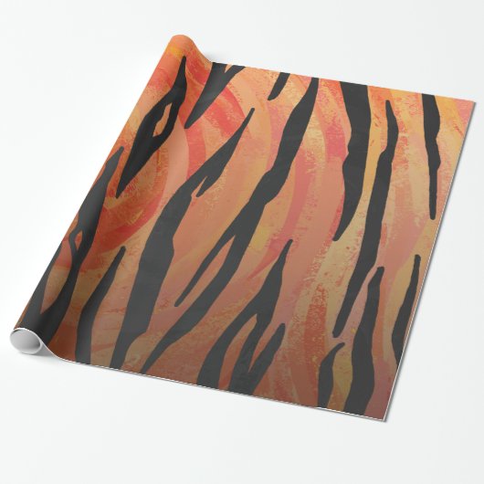 Papier Cadeau Copie orange de tigre et noire chaude (Déroulé)