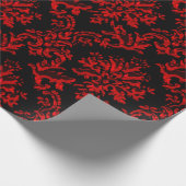 Papier Cadeau Copie rouge et noire de damassé (Coin)