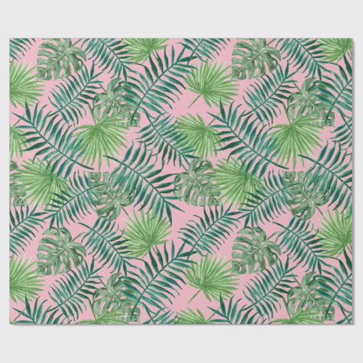 Papier Cadeau Copie tropicale - rose de palmiers (Plat)