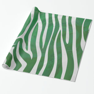 Papier Cadeau Copie verte et blanche de zèbre