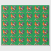 Papier Cadeau Coq bleu rouge Gamecock (Plat)