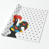 Papier Cadeau Coq célèbre de Barcelos Nr 09 - pois (Déroulé)