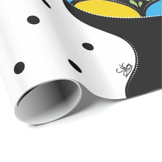 Papier Cadeau Coq célèbre de Barcelos Nr 09 - pois (Coin rond)