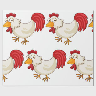 Papier Cadeau Coq de dessin animé Poule blanche