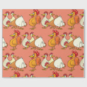 Papier Cadeau Coq Et Poules (Plat)