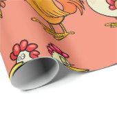 Papier Cadeau Coq Et Poules (Coin rond)