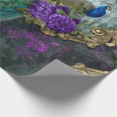 Papier Cadeau Coq, fleurs et cadre d'or (Coin)