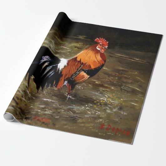 Papier Cadeau Coq/Gaulois/Rooster (Déroulé)