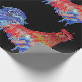 Papier Cadeau Coq rouge poulet poulet Rooster Watercolor Wrapper (Coin)