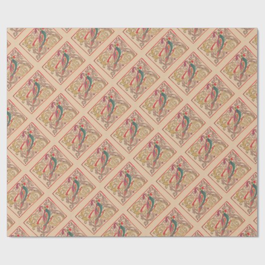 PAPIER CADEAU COQ RUSSE D'ART POPULAIRE (Plat)