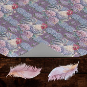 Papier Cadeau Coqs et Hydrangeas Bleu Violet Gris Maison de Camp