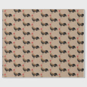 Papier Cadeau coqs sur fond marron (Plat)