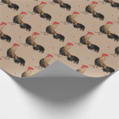 Papier Cadeau coqs sur fond marron (Coin)