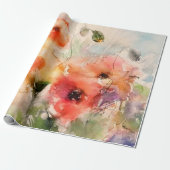 Papier Cadeau Coquelicots aquarelle d'automne (Déroulé)