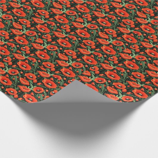 Papier Cadeau Coquelicots Fleurs Floral Feuillage Anniversaire  (Coin)