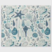Papier Cadeau Coques de mer sur blanc (Plat)
