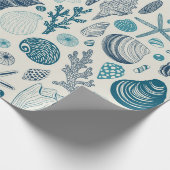 Papier Cadeau Coques de mer sur blanc (Coin)