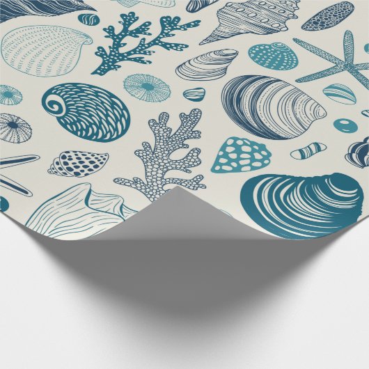 Papier Cadeau Coques de mer sur blanc (Coin)