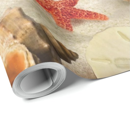 Papier Cadeau Coques de mer sur la plage (Coin rond)