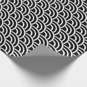 Papier Cadeau Coques de ventilateur noir et blanc