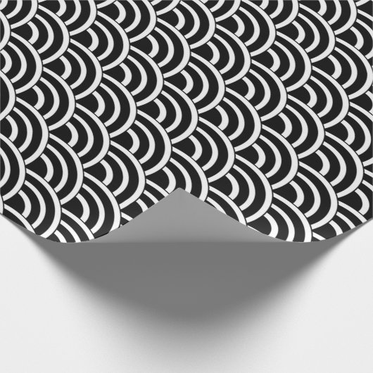 Papier Cadeau Coques de ventilateur noir et blanc (Coin)