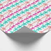 Papier Cadeau Coquette Aquarelle Turquoise & Vaches Roses (Coin)