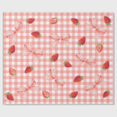 Papier Cadeau Coquette Berry First Birthday Red Gingham (Plat)
