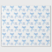 Papier Cadeau Coquette Bow bleu Fête des mariées personnalisée (Plat)