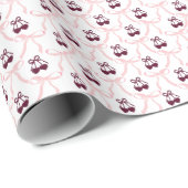 Papier Cadeau Coquette Bow & Cherry Saint-Valentin (Coin rond)