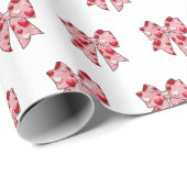 Papier Cadeau Coquette Bow Motif Rose & Blanc Saint Valentin (Coin rond)