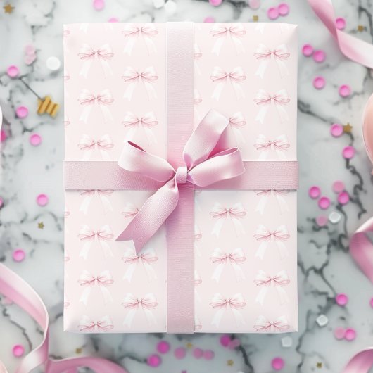 Papier Cadeau Coquette Bow rose Premier anniversaire