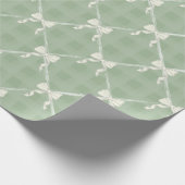 Papier Cadeau Coquette Bows Gingham Pattern Cream Sage Green  (Coin)