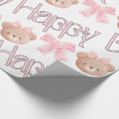 Papier Cadeau Coquette Bows & Teddy Bear - Joyeux anniversaire (Coin)