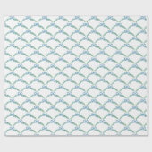 Papier Cadeau Coquette d'hiver bleu guirlande de ruban côtier (Plat)