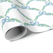 Papier Cadeau Coquette d'hiver bleu guirlande de ruban côtier (Coin rond)