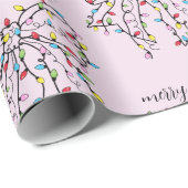 Papier Cadeau Coquette encre Joyeux et Joyeux Noël des Fêtes (Coin rond)