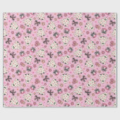 Papier Cadeau Coquette florale rose pâle Fantôme Citrouilles (Plat)