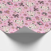 Papier Cadeau Coquette florale rose pâle Fantôme Citrouilles (Coin)
